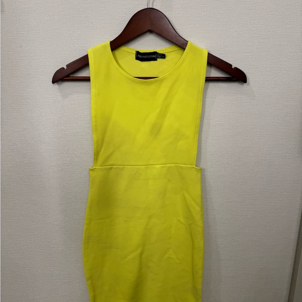 PrettyLittleThing Neon Yellow Bandage Dress